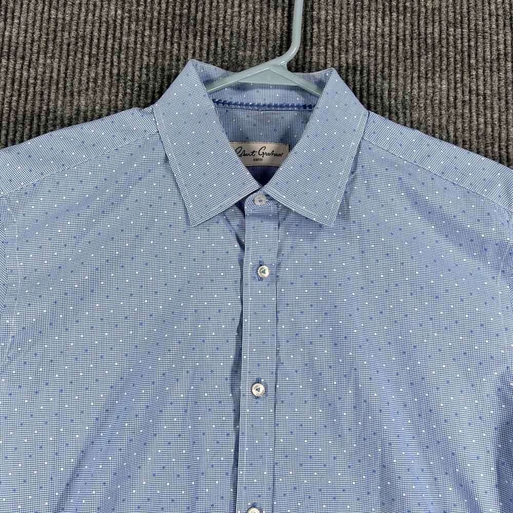 Robert Graham Shirt Mens 43 17 Blue Geometric Long Sleeve Button Up Dress Formal